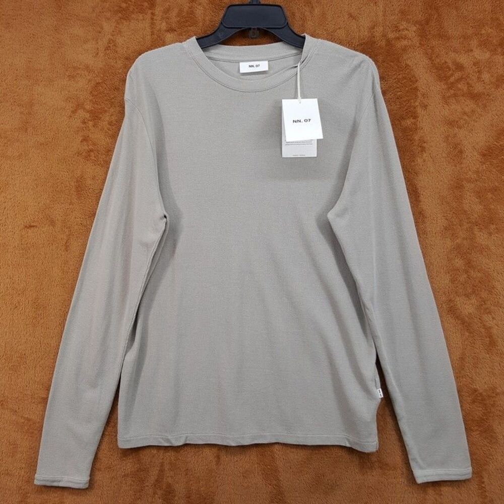 NN07 Shirt Mens Small Tan Gray Pullover Crew Long Sleeve Thermal Knit CLIVE $110